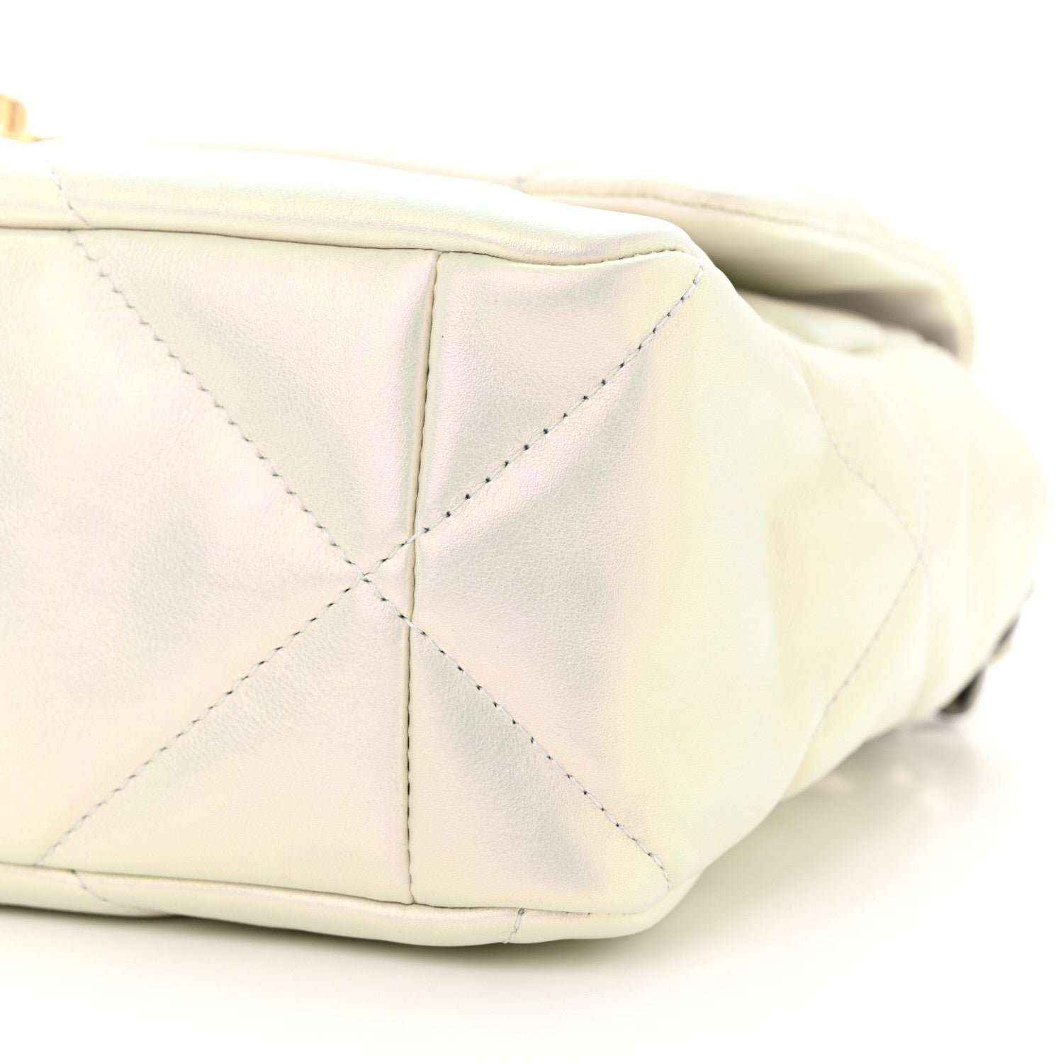 Chanel Iridescent Calfskin Quilted Large Chanel 19 Flap White 10 of 11