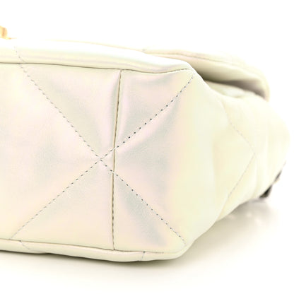 Chanel Iridescent Calfskin Quilted Large Chanel 19 Flap White 10 of 11