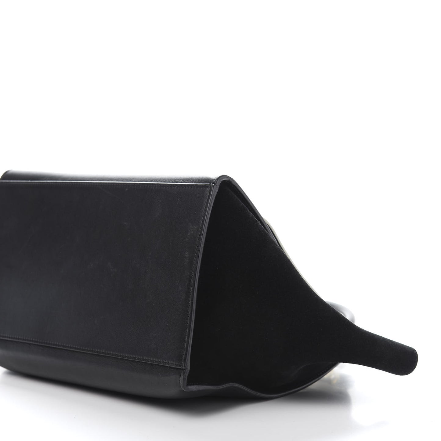Smooth Calfskin Suede Medium Bi-Color Trapeze Black