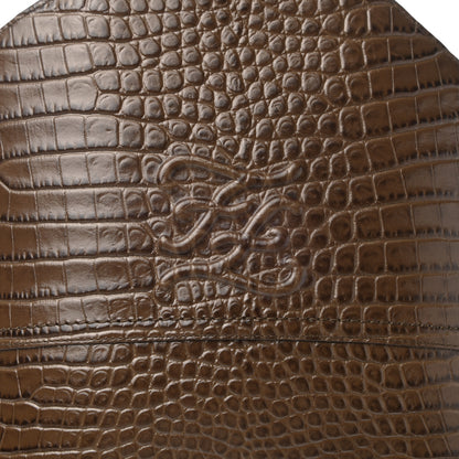 Fendi Calfskin Crocodile Embossed Karligraphy Logo Riding Boots 39 Maya 8 of 12
