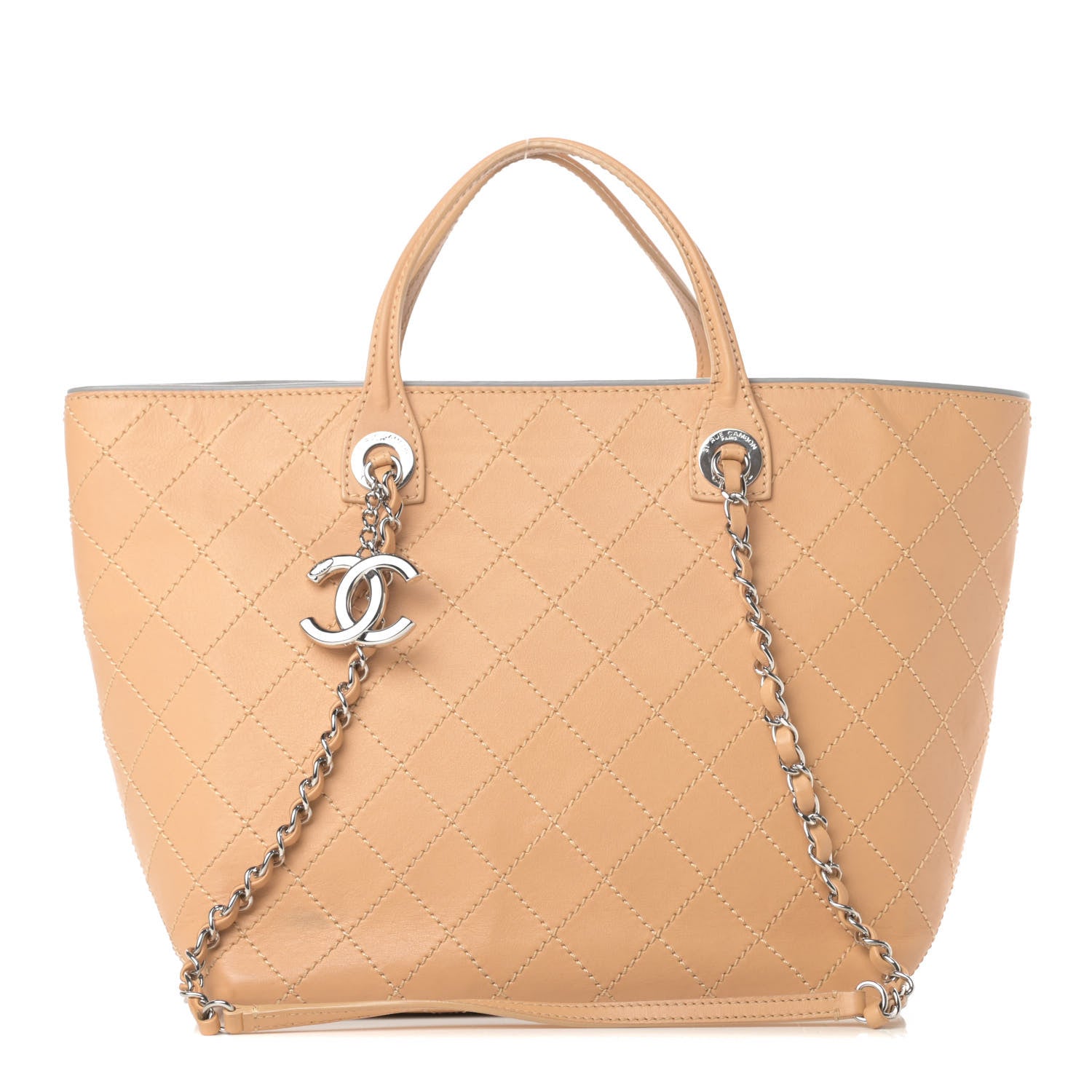Chanel Calfskin Stitched Medium Shopping Tote Beige 1 of 16