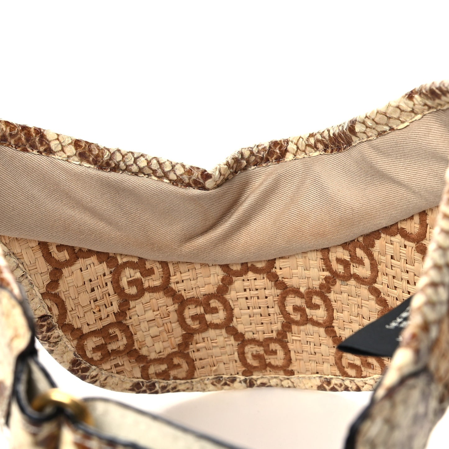 Raffia Cobra GG Embroidered Afraa Visor M Beige