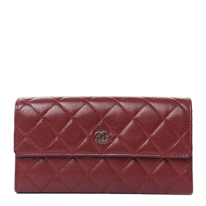 Chanel Caviar Quilted Large Gusset Flap Wallet Dark Red 1 of 10