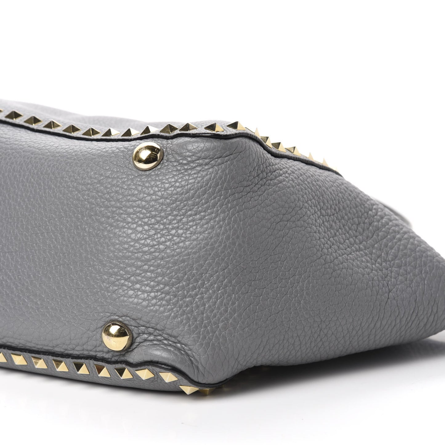 Pebbled Calfskin Medium Rockstud Tote Grey