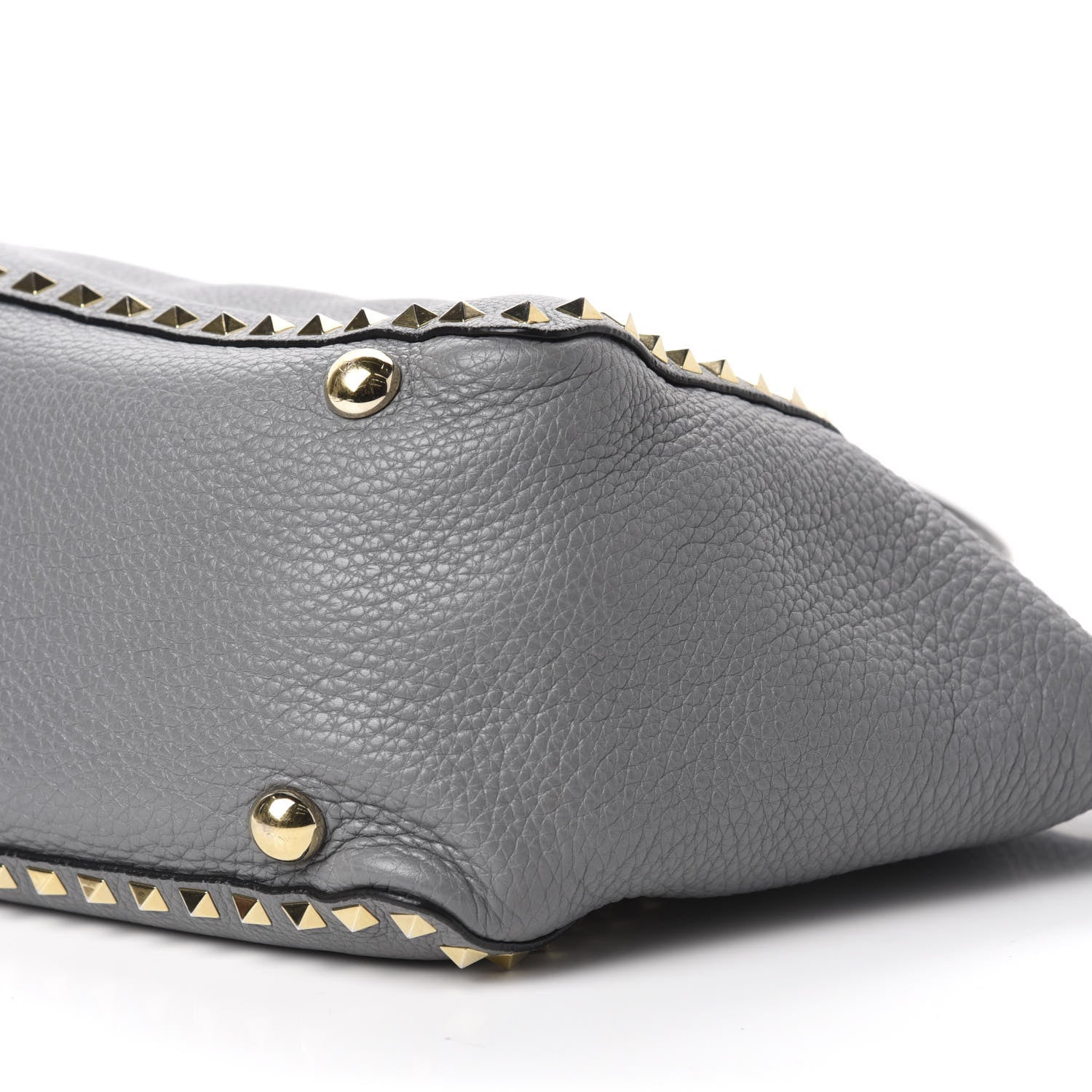 Valentino Garavani Pebbled Calfskin Medium Rockstud Tote Grey 7 of 9