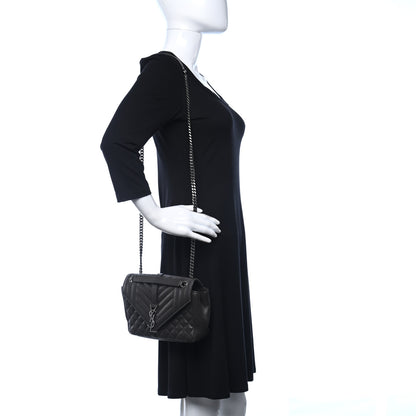 Saint Laurent Sheepskin Tri-Quilt Monogram Medium College Bag Black 2 of 10