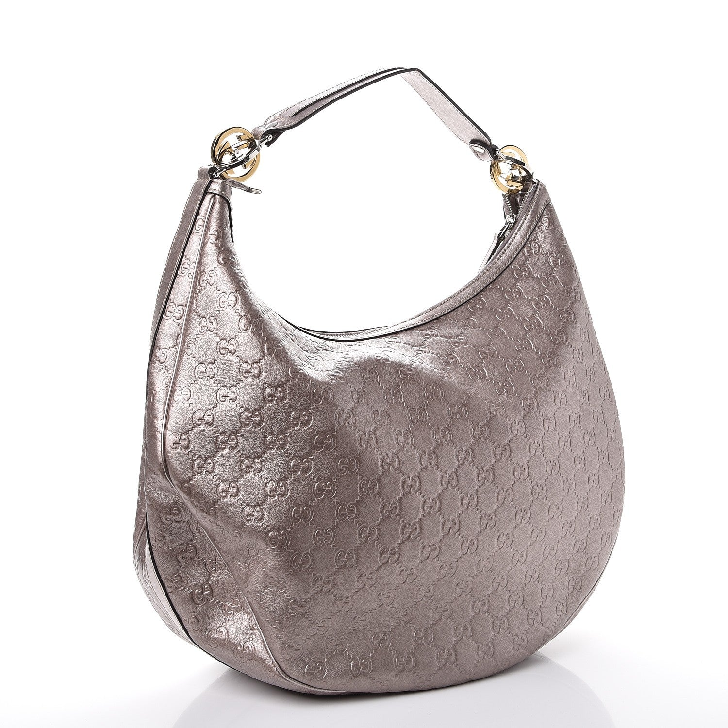 Gucci Metallic Guccissima Large GG Twins Hobo Mauve 3 of 9
