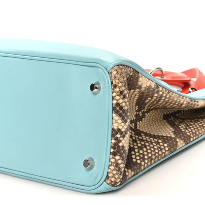 Christian Dior Calfskin Snakeskin Large Diorissimo Tote Light Blue Multicolor 10 of 10