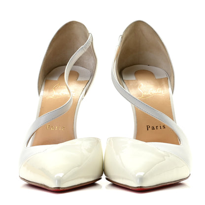 Christian Louboutin Patent Kid Round And Square 100 Pumps 41 Bianco 3 of 15