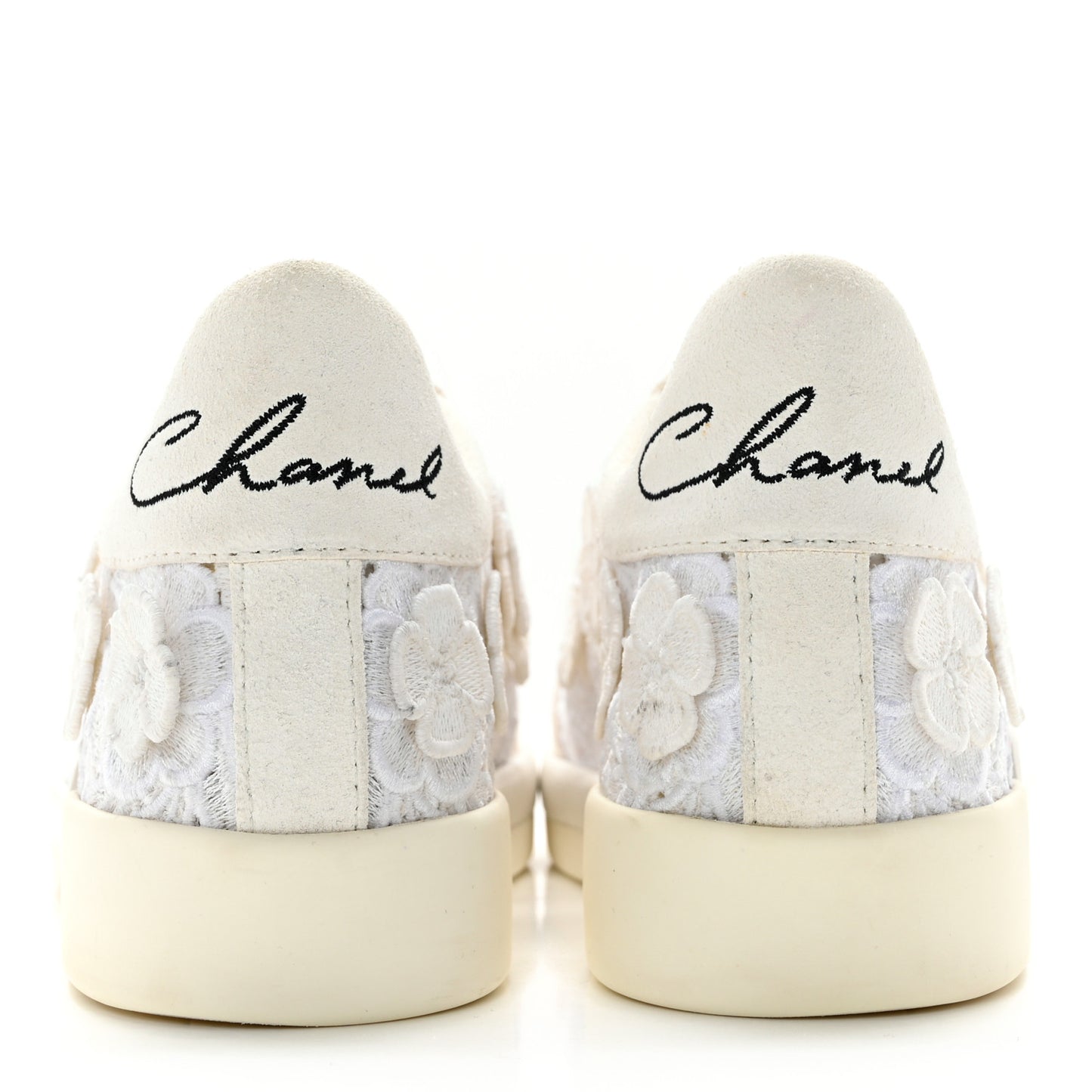 Suede Embroidered Flower Sneakers 38 White