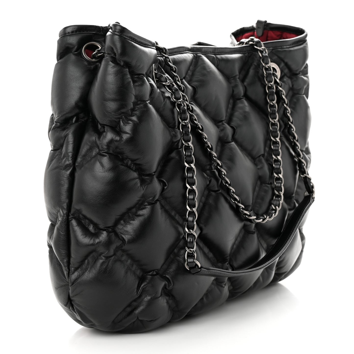Calfskin Quilted Chesterfield Shoulder Bag Black