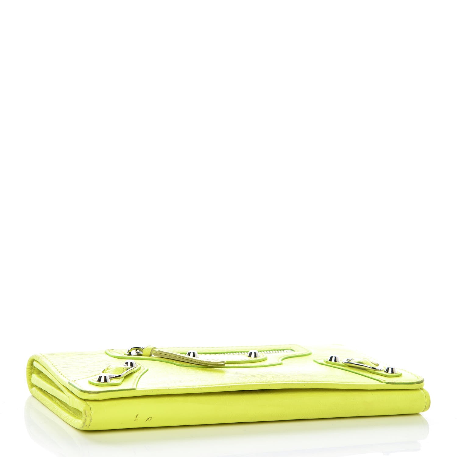 Balenciaga Agneau Classic Silver Hardware Money Wallet Jaune Fluo 4 of 15