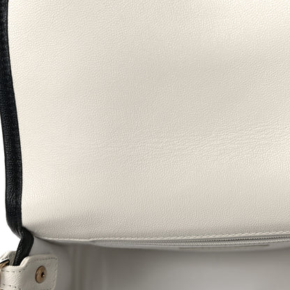 Chanel Caviar Quilted Round Messenger Flap White Black 11 of 11