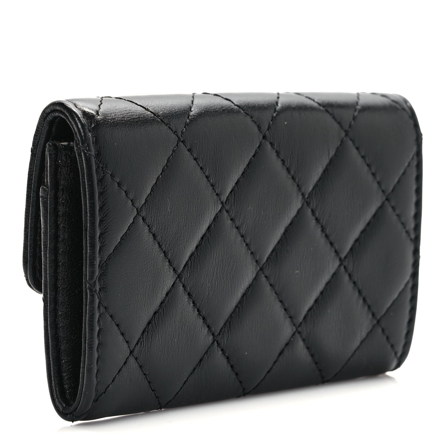 Chanel Lambskin Quilted Flap Card Holder Wallet Black 3 of 7