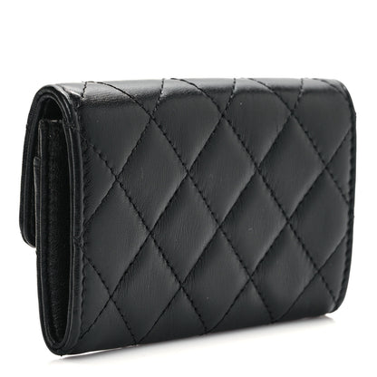 Chanel Lambskin Quilted Flap Card Holder Wallet Black 3 of 7