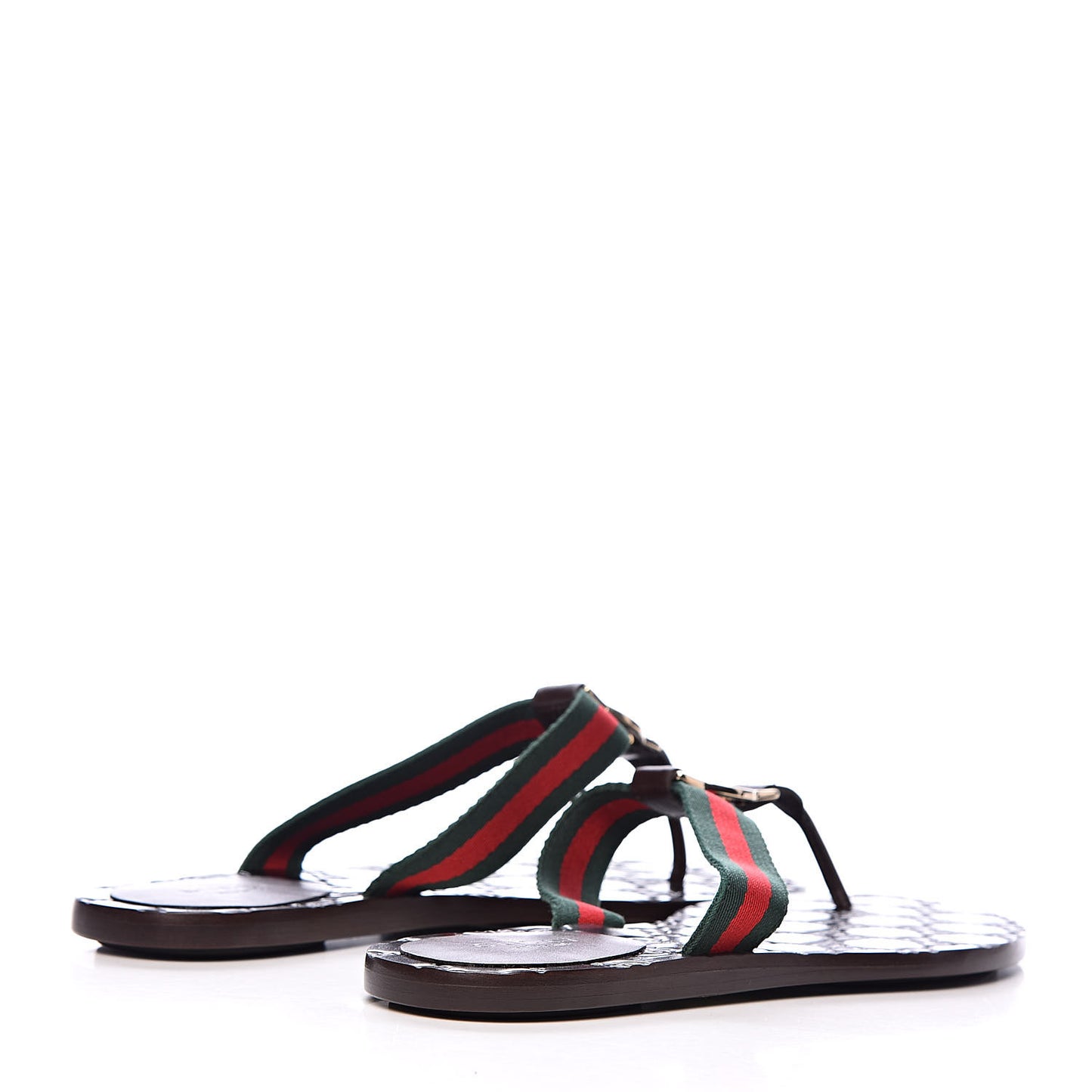 Nylon Guccissima Web Womens Thong Sandals 35.5 Green Red Black