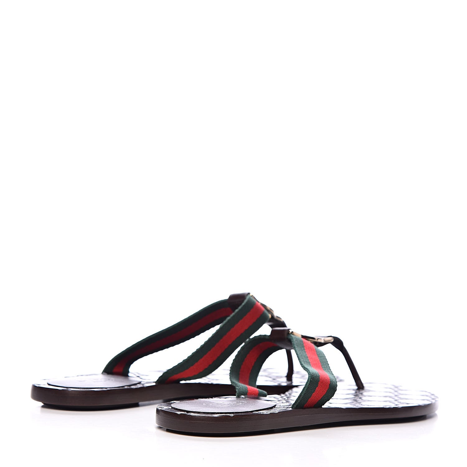 Gucci Nylon Guccissima Web Womens Thong Sandals 35.5 Green Red Black 4 of 10