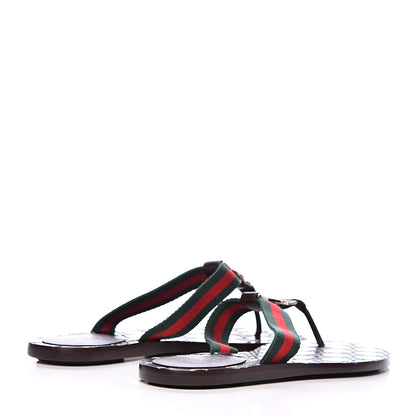 Gucci Nylon Guccissima Web Womens Thong Sandals 35.5 Green Red Black 4 of 10