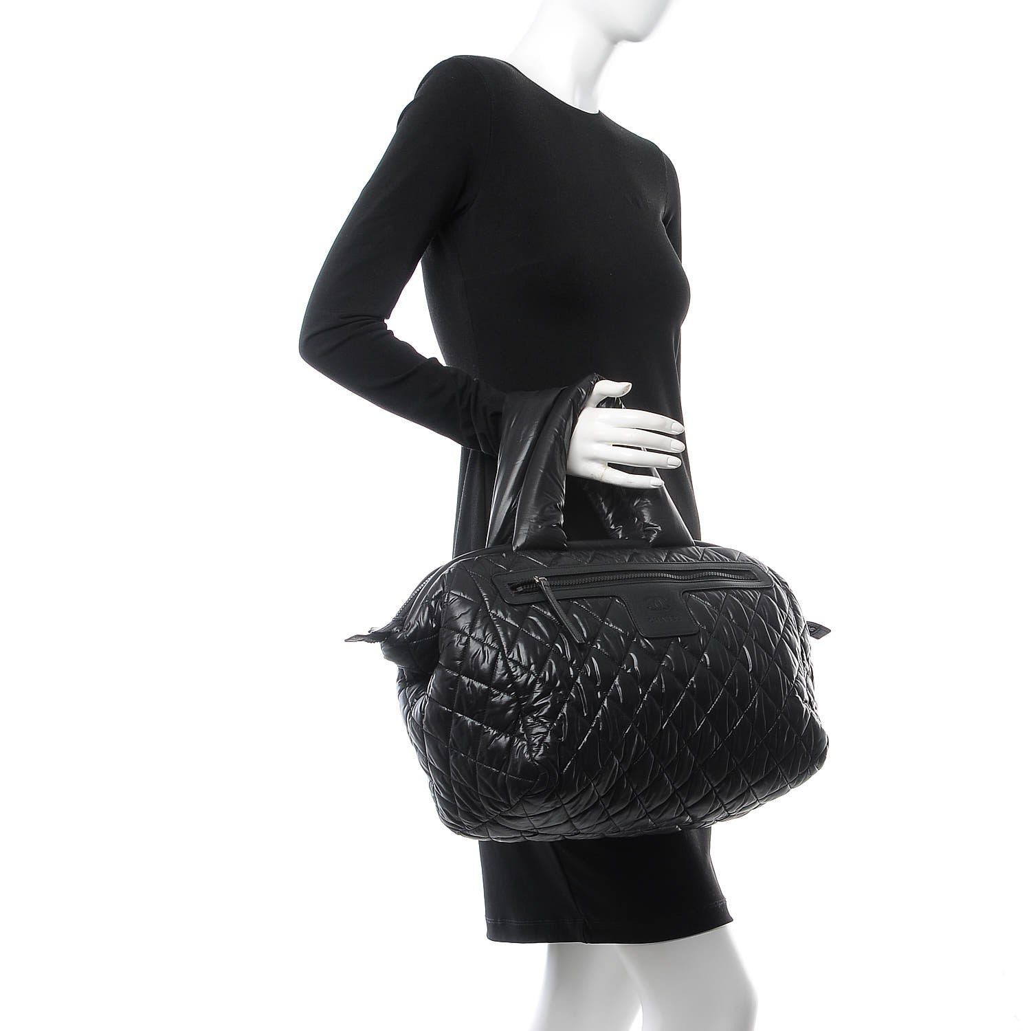 Chanel Nylon Quilted Coco Cocoon Bowler Black 2 of 8