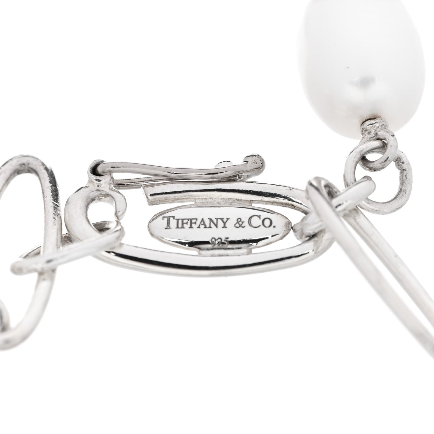 Sterling Silver Cultured Pearl Elsa Peretti Oval Link Bracelet