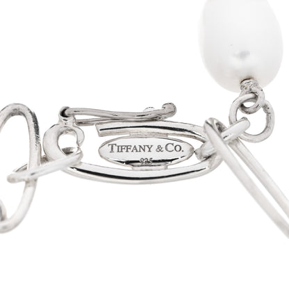 Tiffany Sterling Silver Cultured Pearl Elsa Peretti Oval Link Bracelet 4 of 4