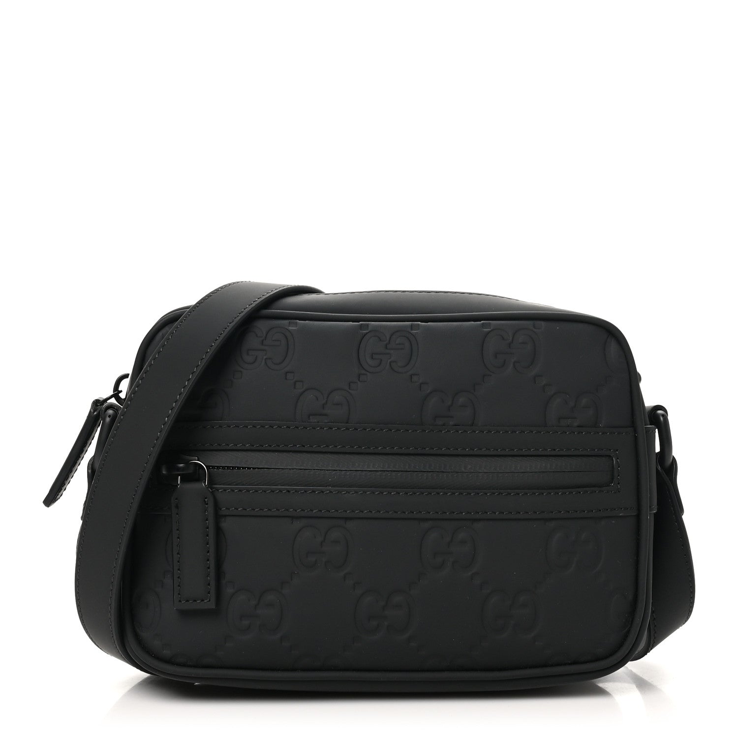 Gucci Rubber Effect Calfskin GG Mini Crossbody Bag Black 1 of 10
