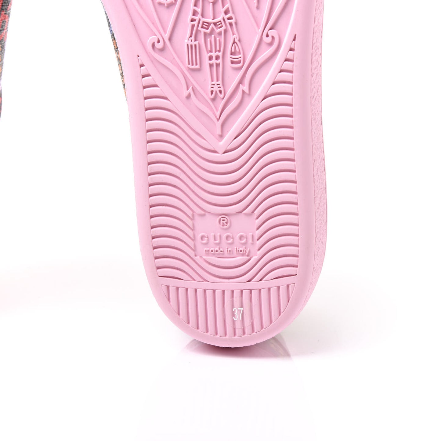 GG Supreme Monogram Psychedelic Womens Ace Sneakers 37 Black Multicolor Sugar Pink