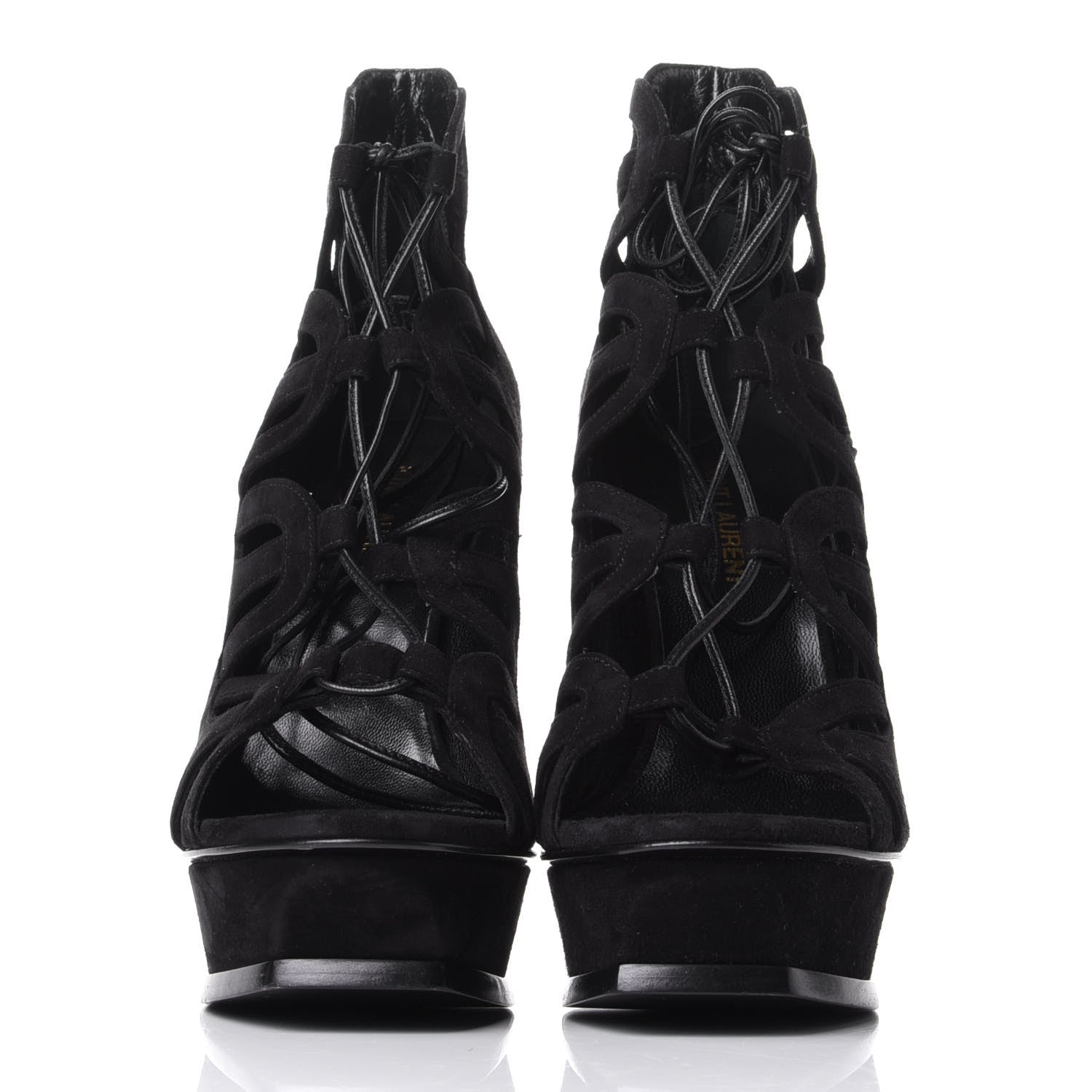 Saint Laurent Kid Scamosciato Tribute 105 Platform Sandals 37.5 Black 2 of 10