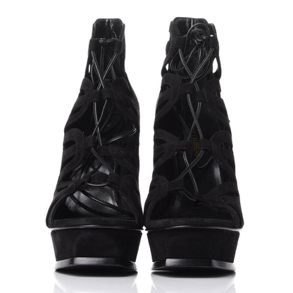 Saint Laurent Kid Scamosciato Tribute 105 Platform Sandals 37.5 Black 2 of 10