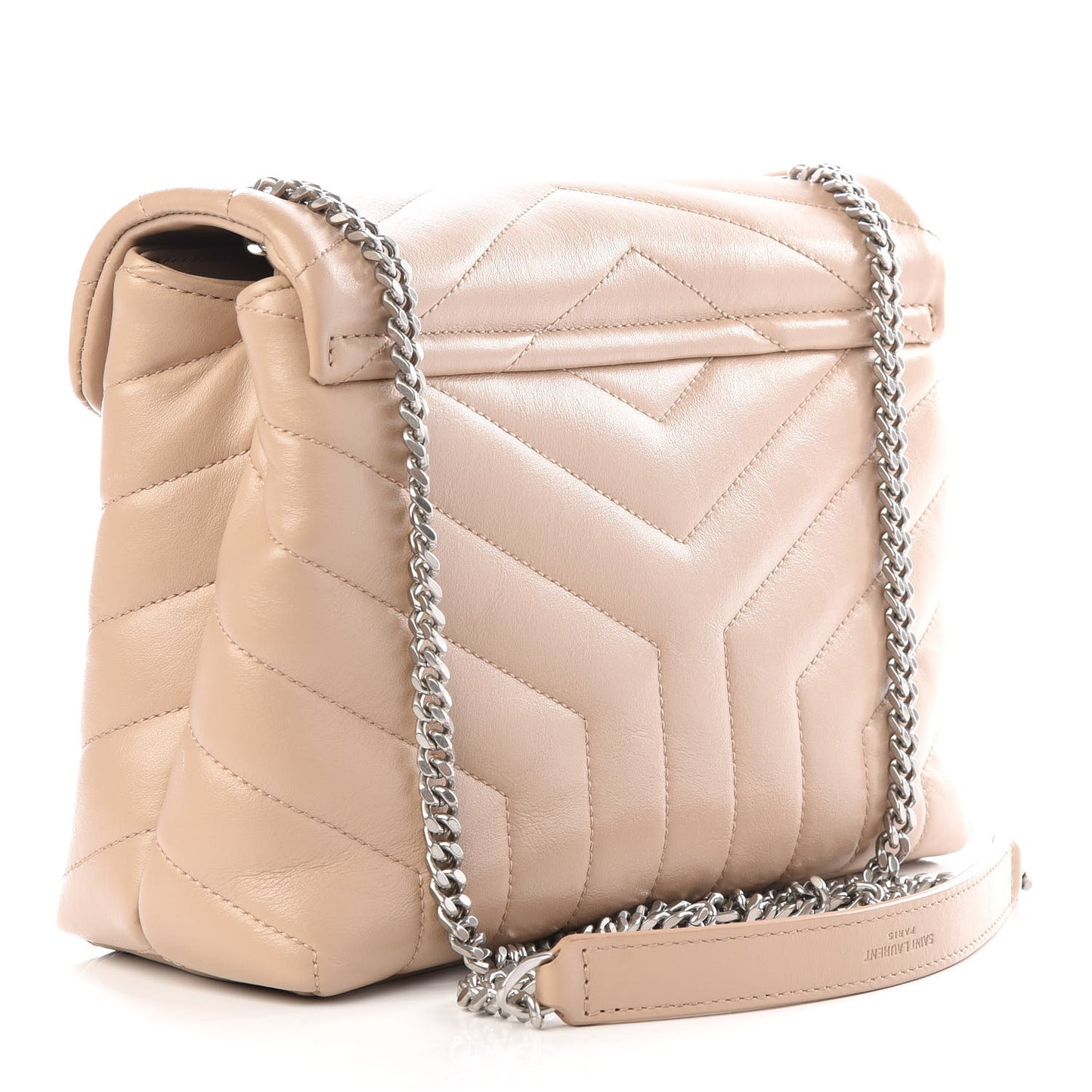 Calfskin Y Quilted Monogram Small Loulou Chain Satchel Nude Powder