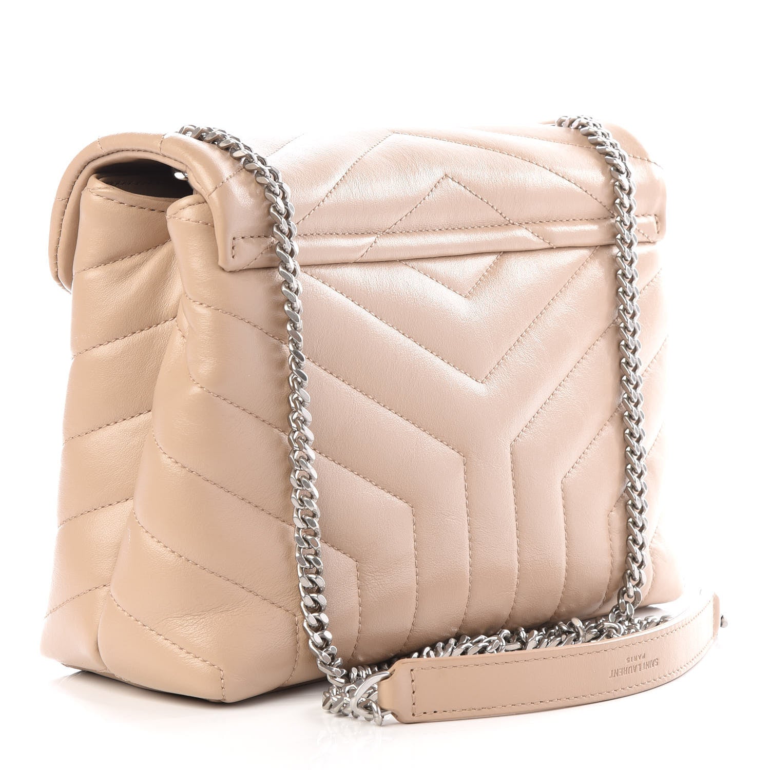 Saint Laurent Calfskin Y Quilted Monogram Small Loulou Chain Satchel Nude Powder 2 of 11