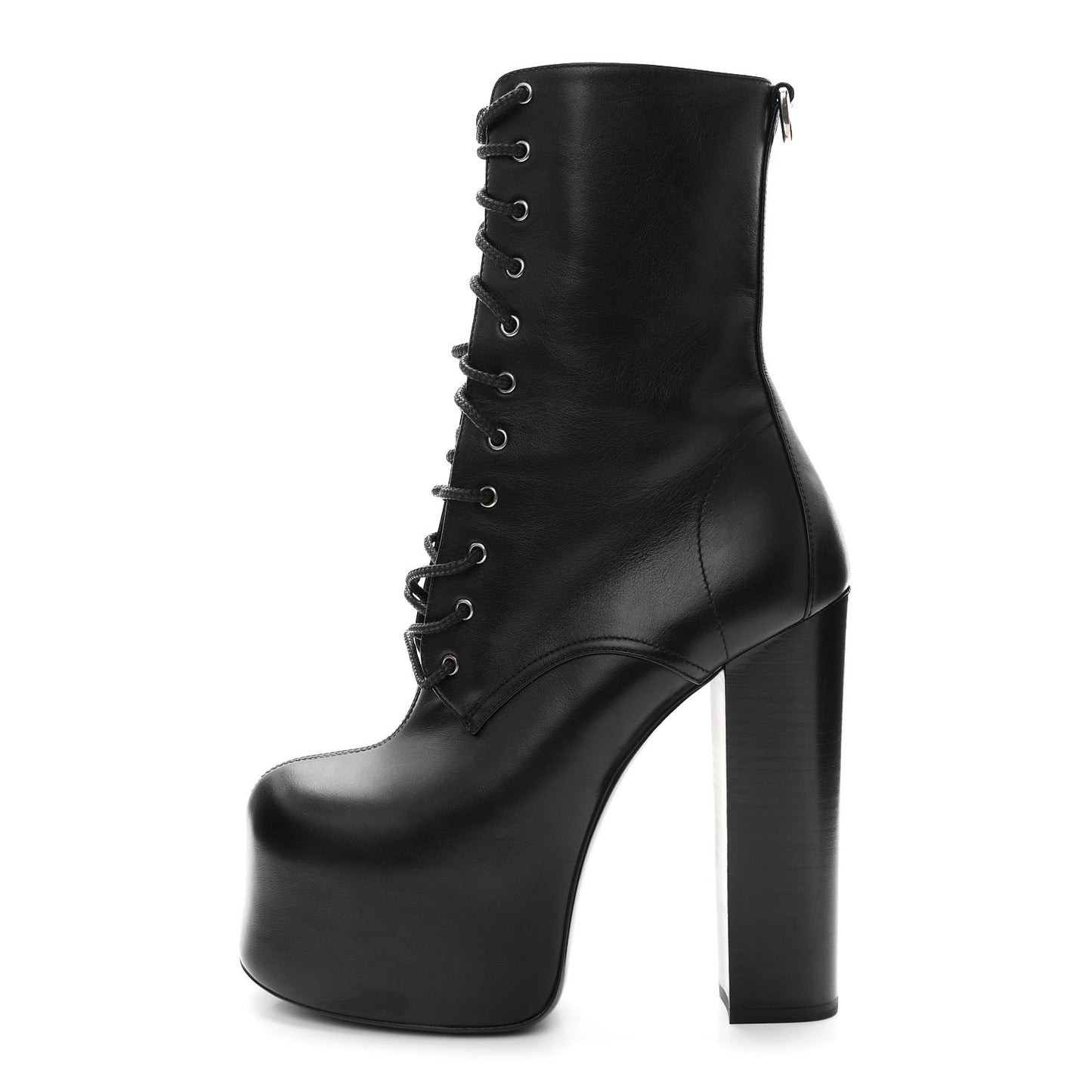 Calfskin Mina Lace Up Platform Boots 38 Black