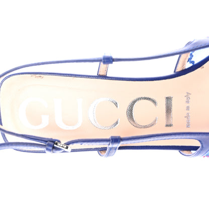 Gucci Tela Retino Nappa Charlotte Crystal GG Monogram Square G 35mm Slingback Pumps 37.5 Splash Net Blue Witch 6 of 8