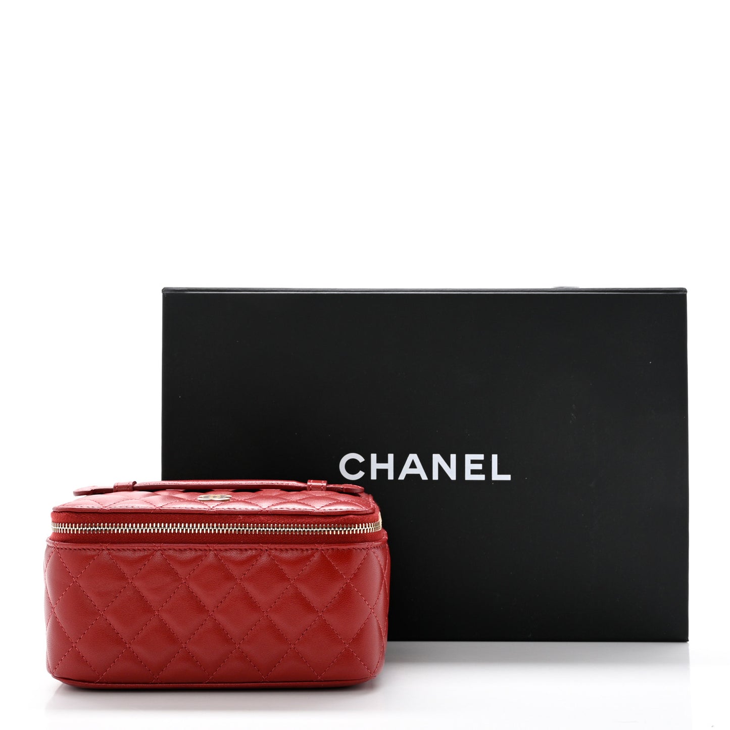 Caviar Quilted Top Handle Jewelry Case Red
