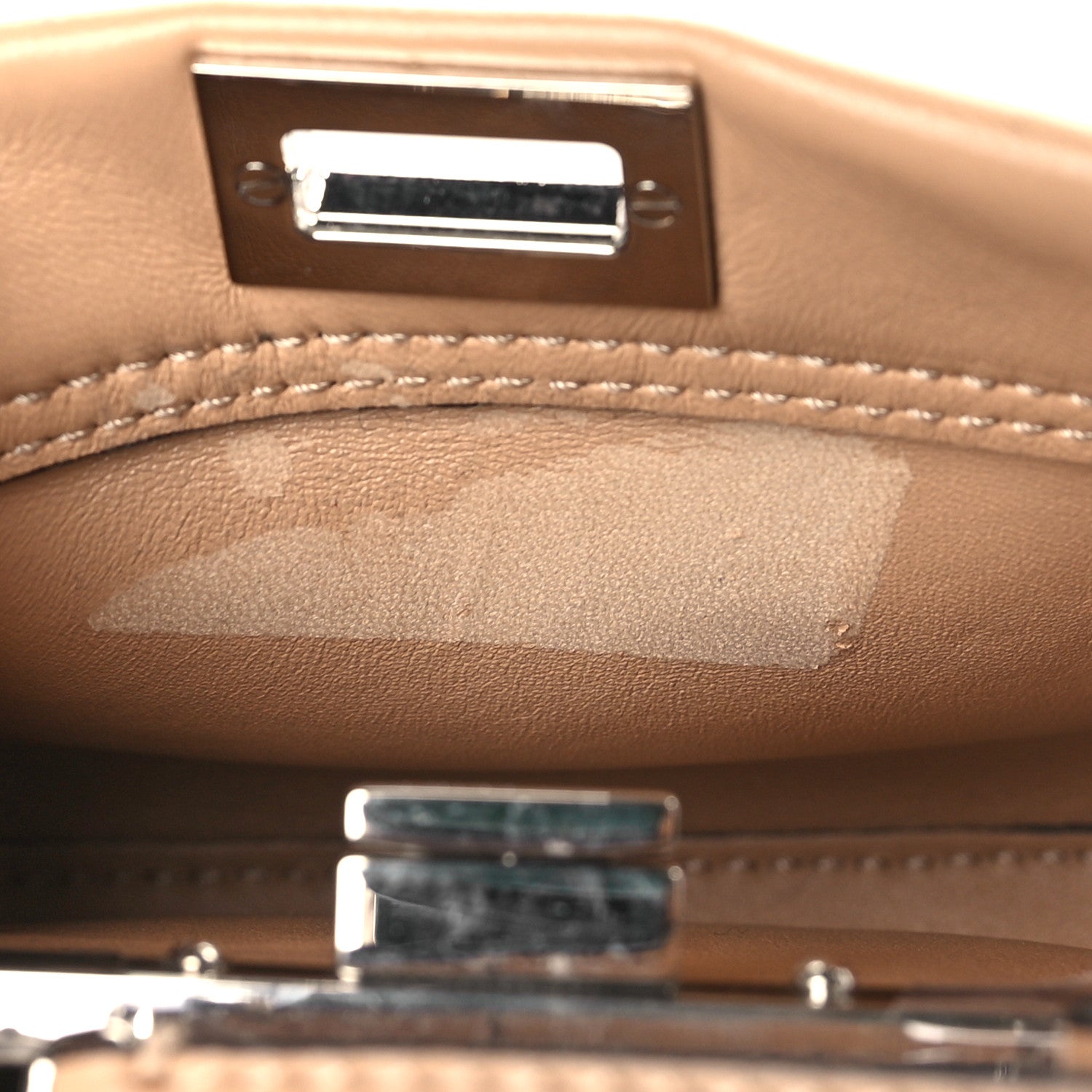 Fendi Vitello Century Pearl Embellished Lace Up Micro Peekaboo Iconic Satchel Makeup 10 of 10