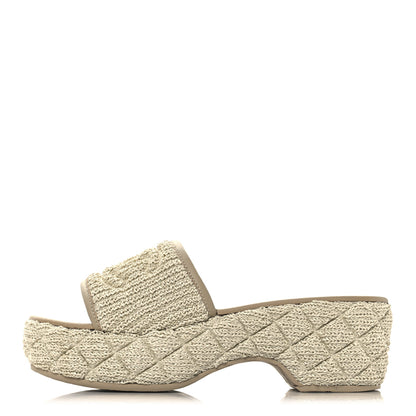 Chanel Fabric Quilted CC Platform Mules 39 Ivory 1 of 9
