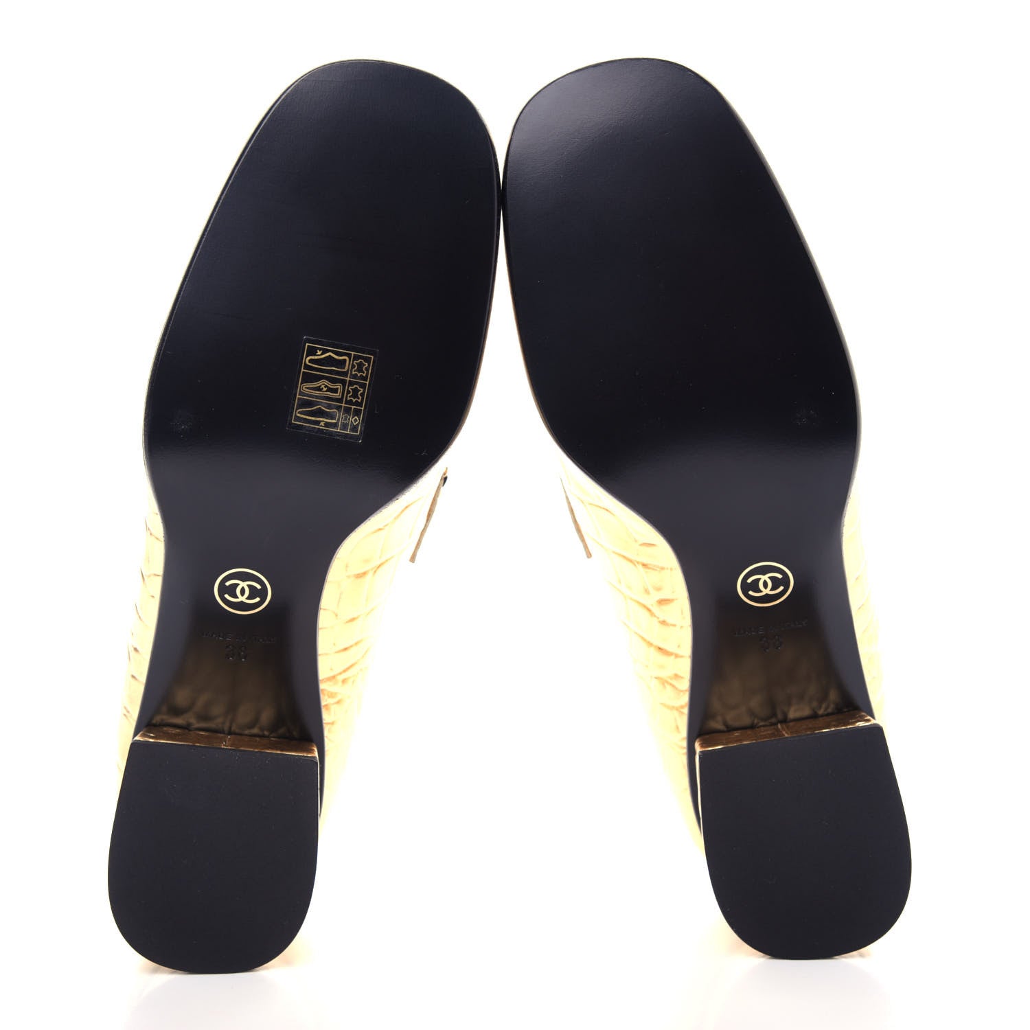 Chanel Metallic Crocodile Embossed Calfskin CC Chain Mocassin Loafers 38 Gold 6 of 11