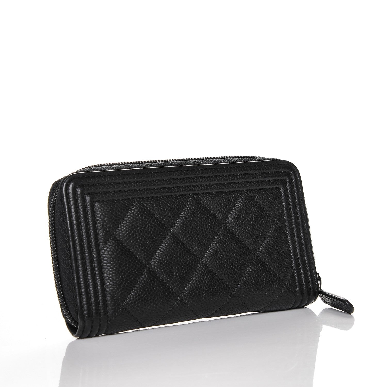 Chanel Caviar Quilted Small Boy Zip Around Wallet Black 3 of 8