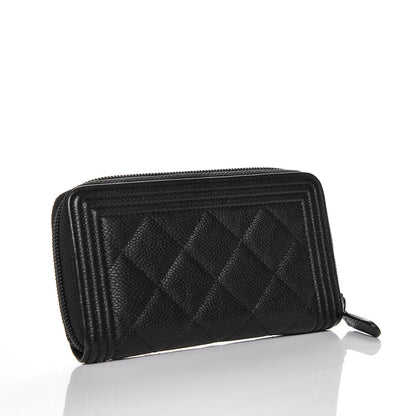 Chanel Caviar Quilted Small Boy Zip Around Wallet Black 3 of 8