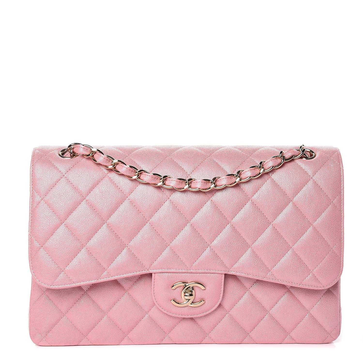 Chanel Iridescent Caviar Quilted Jumbo Double Flap Rose Pink 1 of 10