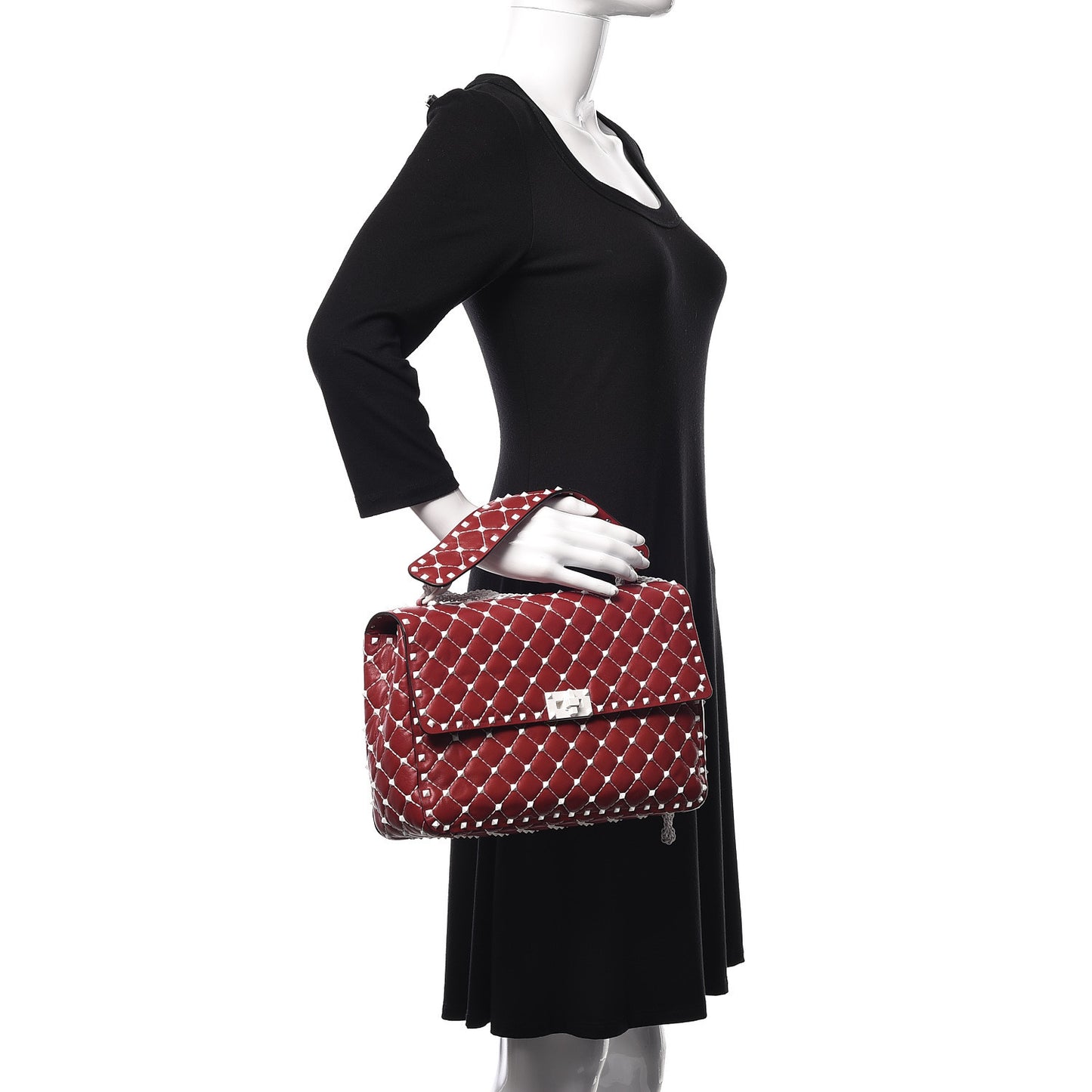 Lambskin Large Free Rockstud Spike Shoulder Bag Rosso Valentino