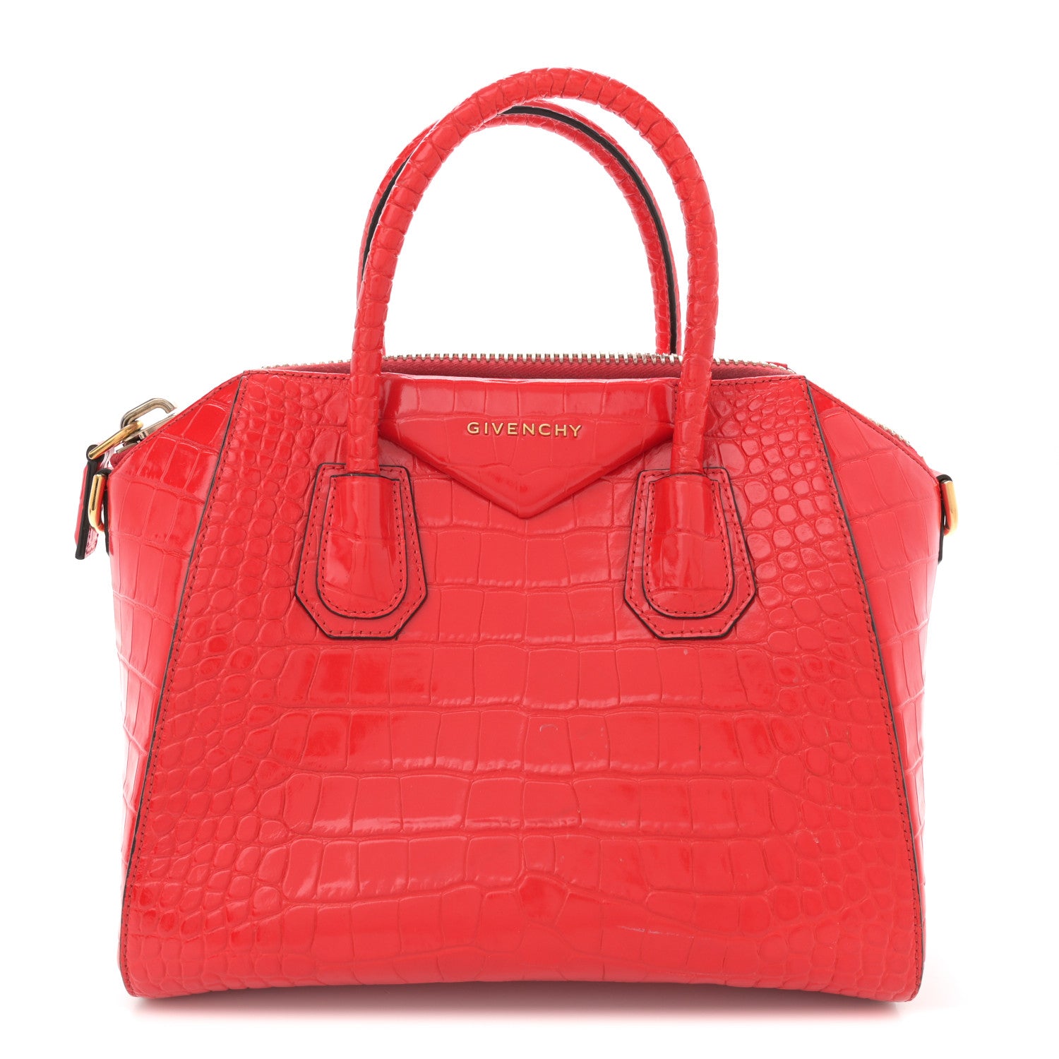 Givenchy Calfskin Crocodile Embossed Small Antigona Red 1 of 16