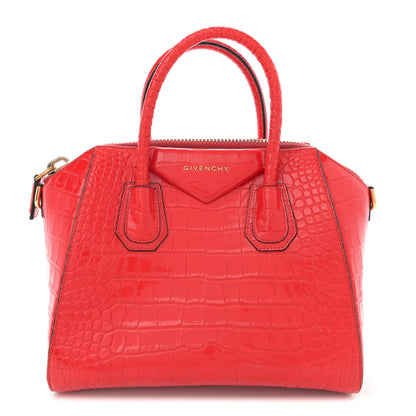 Givenchy Calfskin Crocodile Embossed Small Antigona Red 1 of 16