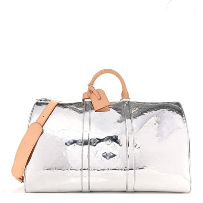 Louis Vuitton Monogram Mirror Keepall Bandouliere 50 Silver 1 of 9
