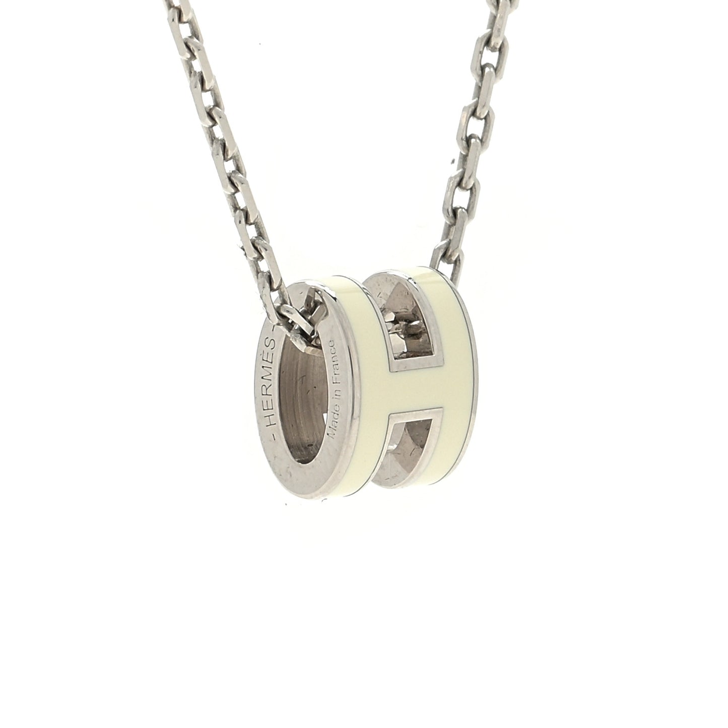 Lacquered Palladium Mini Pop H Pendant Necklace White