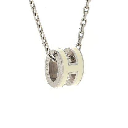 Hermes Lacquered Palladium Mini Pop H Pendant Necklace White 3 of 4