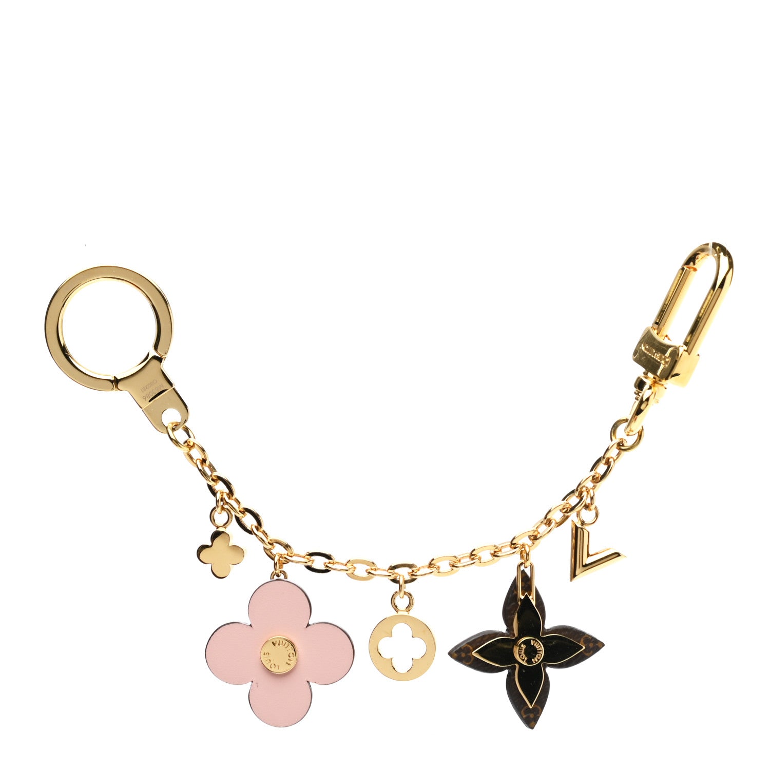 Louis Vuitton Brass Monogram Blooming Flowers Bag Charm Key Holder Rose Ballerine 2 of 3