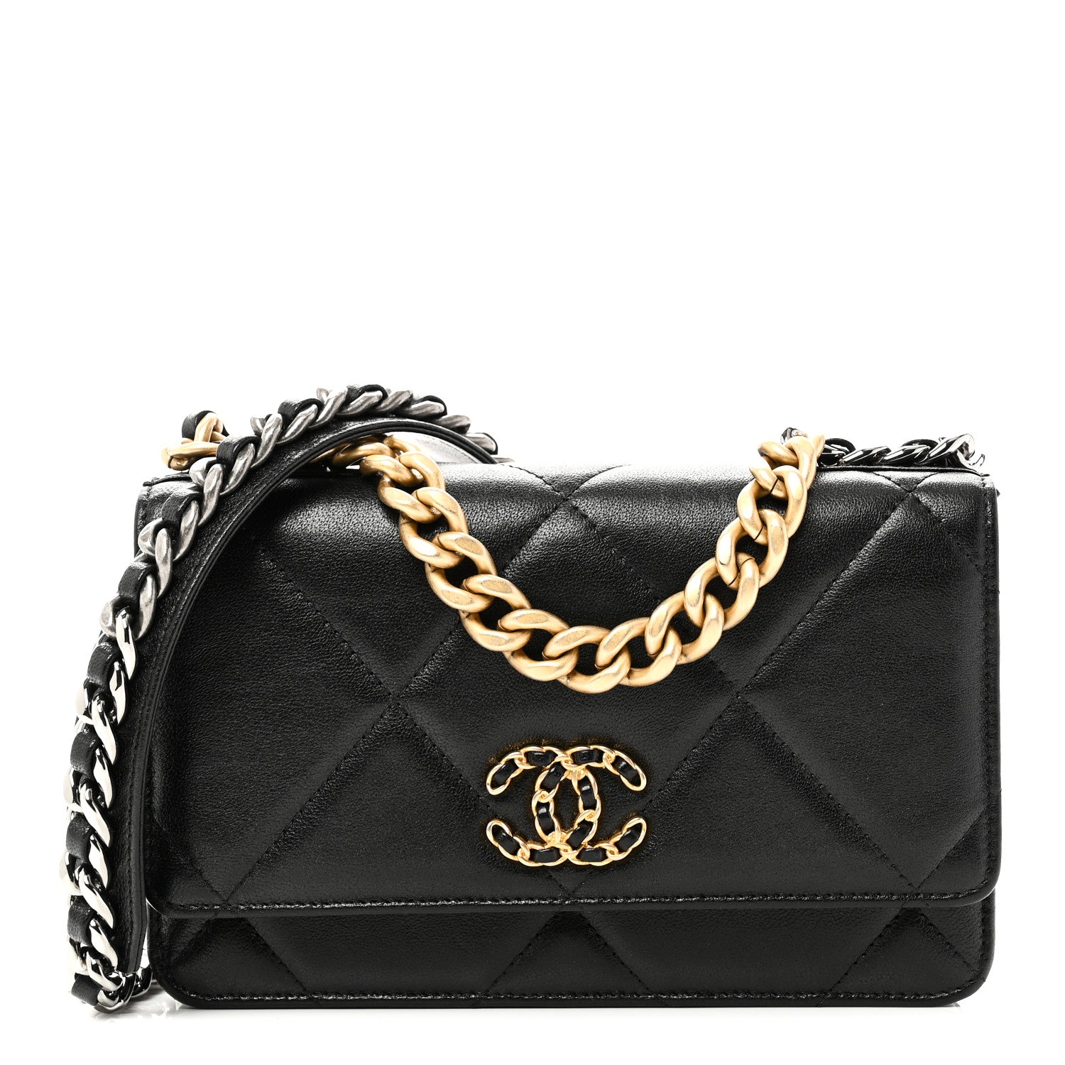 Chanel Lambskin Quilted Chanel 19 Wallet On Chain WOC Black 1 of 12