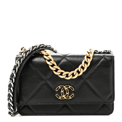 Chanel Lambskin Quilted Chanel 19 Wallet On Chain WOC Black 1 of 12