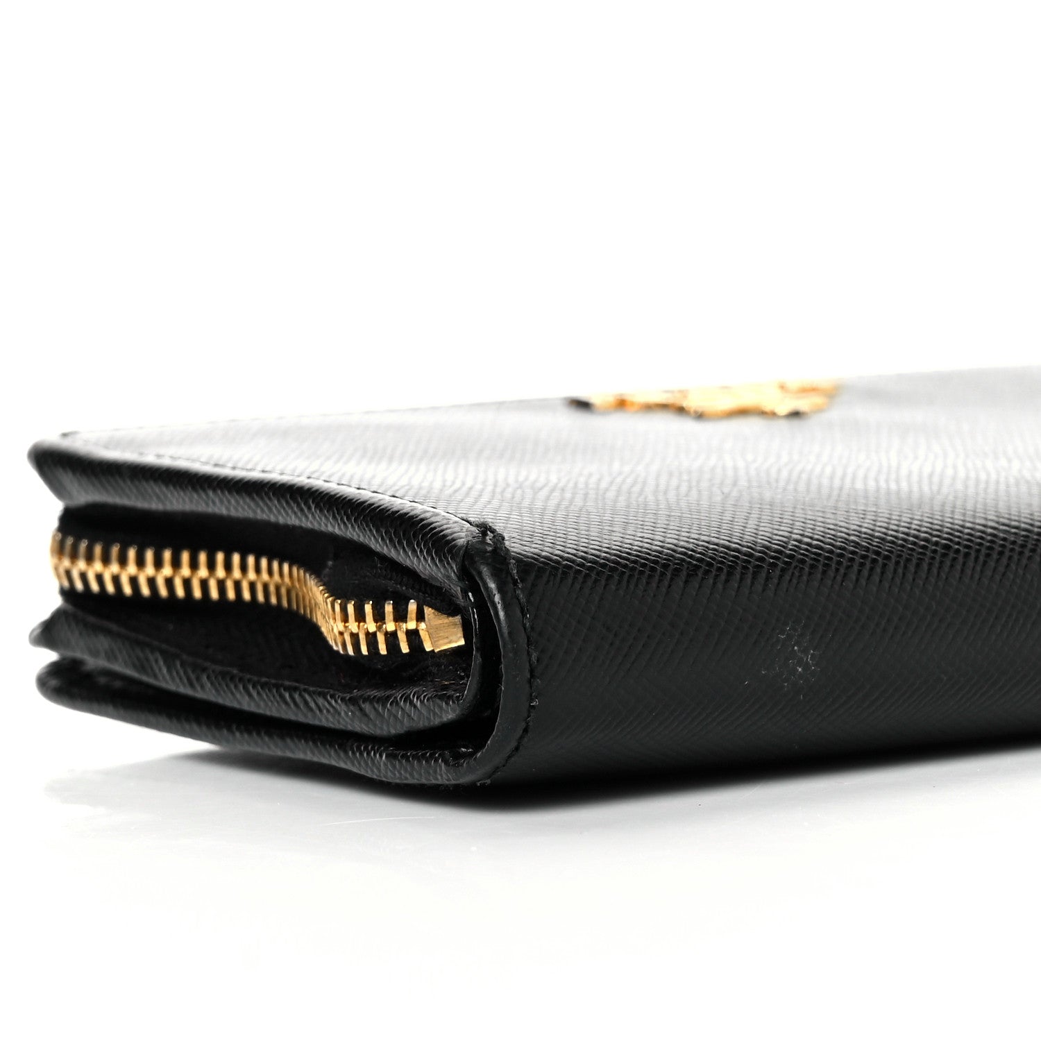 Prada Saffiano Metal Compact Wallet Black 5 of 10